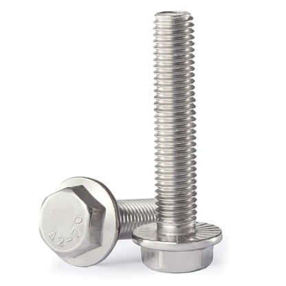 M10 x 100mm 4Pcs Flanged Hex Head Bolts, M10 x 1.5 Bolts, Flange Hexagon Head Screws, 304 Stainless Steel, Bright Finish, Metric Fully Thread - size: M10 x 100mm(4PCS)