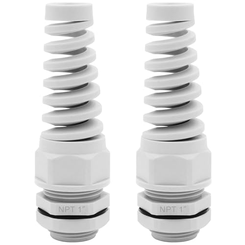 Strain Relief Cord Connector,LISTENJIALE 2Pcs NPT 1" Waterproof Cable Gland Flex Spiral Strain Relief Adjustable 18-25mm Cable Connector Nylon Joint with Gaskets(Grey) - color: Grey, size: NPT 1" (2-Pack)