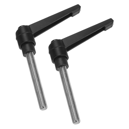 uxcell 2pcs Clamping Lever Handles, M8 x 60mm 304 Stainless Steel Threaded Male Stud, Adjustable Handles Locking Quick Release Ratchet Push Button Bolt Knobs, Black - size: M8 x 60mm