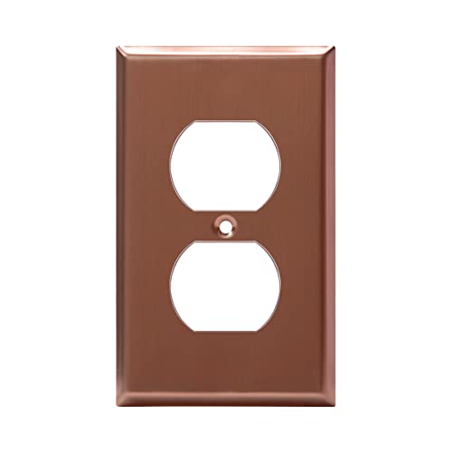 ENERLITES Duplex Receptacle Metal Wall Plate, 1-Gang, Brushed Rose Gold - color: Brushed Rose Gold, size: Standard Size