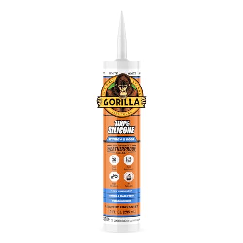 Gorilla 100% Silicone Sealant Caulk Window & Door, 10 Ounce Cartridge, White (1 Pack) - color: White, size: 10 Ounce