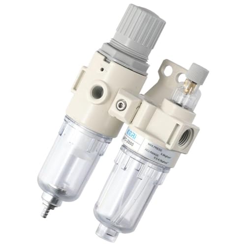 1/4" NPT Compressed Air Filter, AFC2000 Dual Unit AFR Pressure Regulator Regulator Lubricator Combo Pneumatic Air Dryer for Compressor,Water Oil