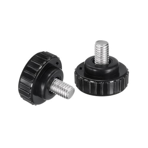 uxcell 2pcs Knurled Clamping Knobs M8 x 12mm Metric 304 Stainless Steel Male Thread Thumb Screw on Type 30mm Plastic Round Head Threaded Hand Bolt Stud Knobs Black - size: M8 x 12mm x 30mm