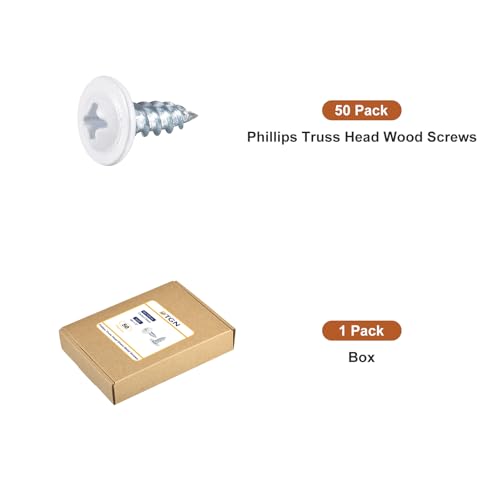 uxcell 50Pcs #8x1/2 Phillips Head Self Tapping Screws, Carbon Steel Flat Head High Strength Quick Tapping Screws Wood Screw for Wood, Metal, Plastic, White - size: #8×1/2, 13mm/0.51", 10.8 x 2.25mm / 0.43" x 0.09