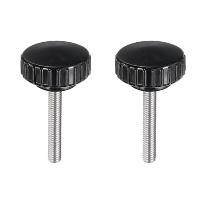 uxcell 2pcs Knurled Clamping Knobs M6 x 40mm Metric 304 Stainless Steel Male Thread Thumb Screw on Type 30mm Plastic Round Head Threaded Hand Bolt Stud Knobs Black - size: M6 x 40mm x 30mm