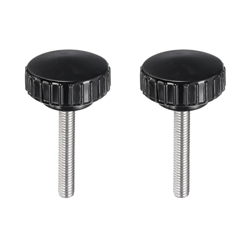 uxcell 2pcs Knurled Clamping Knobs M6 x 40mm Metric 304 Stainless Steel Male Thread Thumb Screw on Type 30mm Plastic Round Head Threaded Hand Bolt Stud Knobs Black - size: M6 x 40mm x 30mm