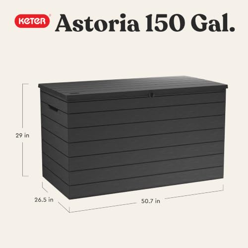 Keter Astoria 150 Gal Outdoor Storage Box for Patio and Pool Accessories - color: Astoria Brown