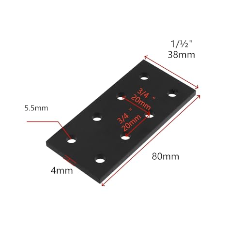 KUMGROT 10 Pcs Black 2020/2040 Series T-Slot Flat Plate Connectors Aluminum - style: 10 Pcs 8 hole Bracket with Bolt Nut
