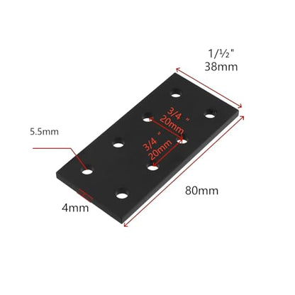 KUMGROT 10 Pcs Black 2020/2040 Series T-Slot Flat Plate Connectors Aluminum - style: 10 Pcs 8 hole Bracket with Bolt Nut