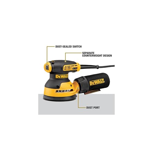 DEWALT Random Orbit Sander, Variable Speed, 5-Inch (DWE6423), Power Source Corded Electric