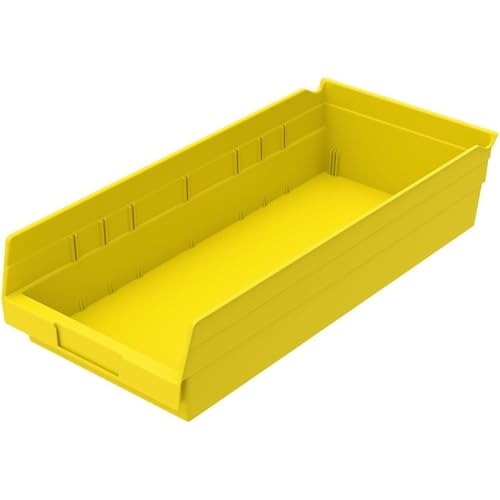 Akro-Mils 30158 Heavy Duty Plastic Shelf Bins, 18"x 8"x 4", Yellow, 12-Pack - color: Yellow
