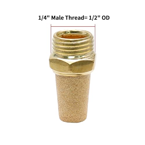 Zorfeter Pneumatic Brass Exhaust Muffler Filter, 1/4" NPT, 10pcs - size: 1/4"Male
