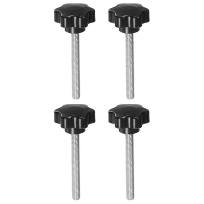 HARFINGTON 4pcs Star Knobs M10 x 90mm 304 Stainless Steel Threaded Stud 46mm Plastic 6-Star Head Hand Tightening Thumb Screw Clamping Jig Knob Handle, Black - size: M10 x 90mm x 46mm