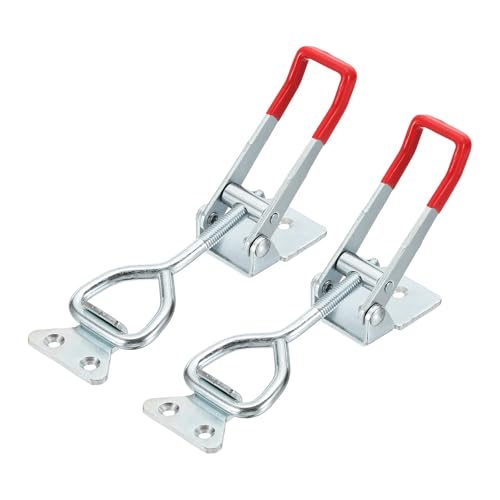 HARFINGTON 2pcs Adjustable Toggle Clamp M8 x 41mm 770lbs Holding Capacity 4003 Style Quick Release Pull Latches Clamps Hasp for Smoker Lid Jig Tool Box Case, Silver Red - color: Silver Red, size: M8 x 41mm + 770lbs