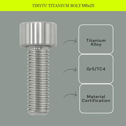 M8x25 Titanium Bolts Socket Head Cap Screw, Natural Color, 4PC - color: Natural Titanium, size: M8X25