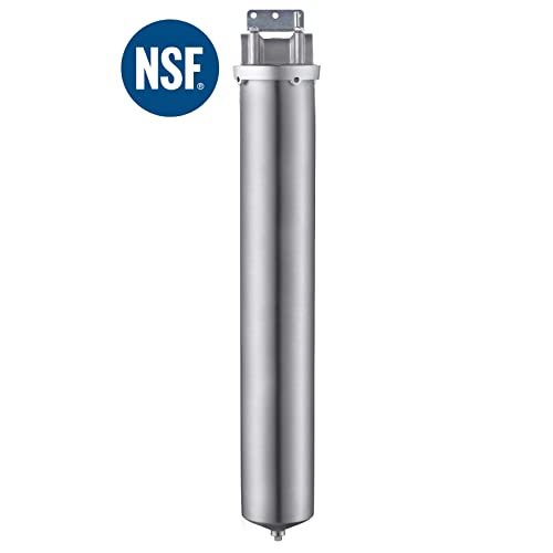 NSF/ANSI 42 Certification 304 Stainless Steel Filter Housing for 20" Filter Cartridge, 3/4" NPT Water Filter Housing, Drain Valve Style C (Square Head) - size: 20" C Housing-3/4NPT