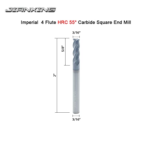 3/16" Carbide Square End Mill, 4 Flute, AlTiN Coating, 4 Pcs - size: 3/16" (4 Pcs), style: For Alloy Steels