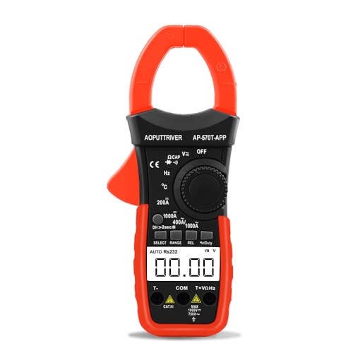 Clamp Meter with Bluetooth, 4000 Counts TRMS Multimeter, CAT II 1000V AC/DC Voltage Tester, Amp Ohm Temp Capacitance, Smart APP Data Logging for HVAC Electricians