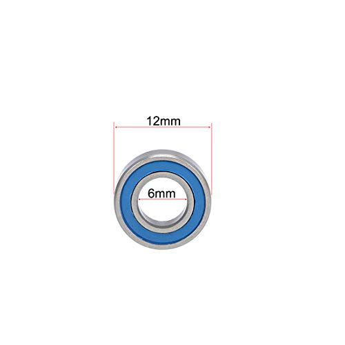 uxcell MR126-2RS Deep Groove Ball Bearings 6x12x4mm Chrome Steel 10pcs - size: 6mmx12mmx4mm