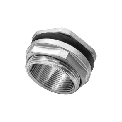 304 Stainless Steel Bulkhead Water Tank Fitting 1.25" Female Thread Compression Bulkhead Adapter Thru-bulk Connector with Gasket for Bathtub and Sink - size: 1.25 Inch