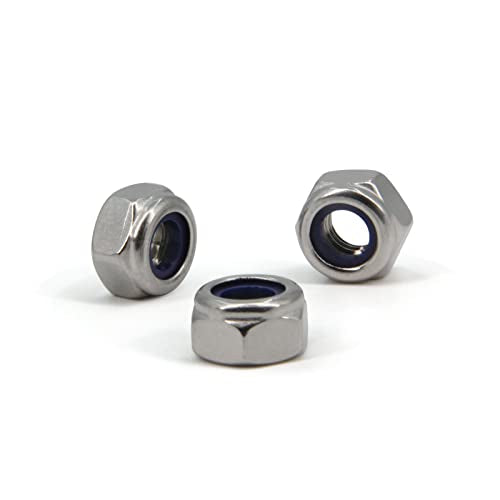 M10 x 1.5mm Pitch 304 Stainless Steel Self-Locking Hex Lock Nuts, Nylon Insert LockNuts Silver Metric Self Clinching Hex Lock Nuts for Hardware Parts, 50pcs/Pack (M10-50pcs) - size: M10-50pcs