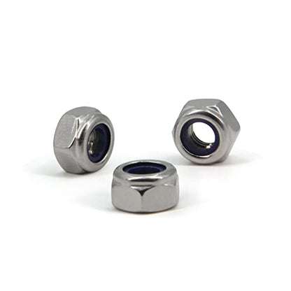 M10 x 1.5mm Pitch 304 Stainless Steel Self-Locking Hex Lock Nuts, Nylon Insert LockNuts Silver Metric Self Clinching Hex Lock Nuts for Hardware Parts, 50pcs/Pack (M10-50pcs) - size: M10-50pcs