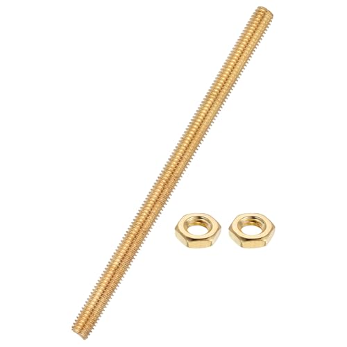 uxcell Brass Fully Threaded Rod, M8x1.25mm Pitch Right Hand Threads Studs with Solid Brass Hex Nuts, 150mm/6 Long Threaded Screw Rods Fasteners for Anchors Bolts Hangers Clamps - size: M8x1.25mmmm150mm