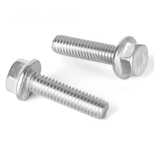 5/16-18 x 3/4" (15 PCS) Flanged Hex Head Bolts, Flange Washer Head Hex Screws Bolts, 18-8 Stainless Steel (304), Plain Finish, Full Thread - size: 5/16-18 x 3/4"