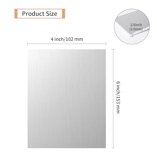 8PCS 6061 Aluminum Sheet Metal 1/8" x 4" x 6", Aluminum Plates Covered with Protective Film, Heat Treatable Aluminum Flat Bar for DIY Craft, Industry - size: 1/8", style: 4" × 6", 8Pcs