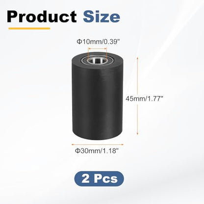 uxcell 2Pcs Plastic Roller Wheel with Bearings 3/8" x 1-3/16" x 1-3/4" - size: 3/8" x 1-3/16" x 1-3/4" (ID x OD x L)
