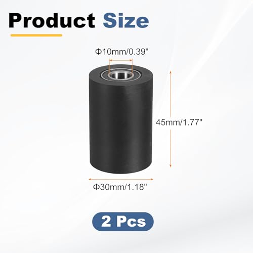 uxcell 2Pcs Plastic Roller Wheel with Bearings 3/8" x 1-3/16" x 1-3/4" - size: 3/8" x 1-3/16" x 1-3/4" (ID x OD x L)