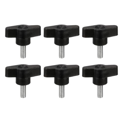 PATIKIL M6 x 16mm Tee Wing Thumb Screws, 6Pcs Carbon Steel Mechanical Handle Bolt Thumb Screws for Remove Replace Hand Clamping Tightening Knobs Power Supply, Black - size: M6 x 16mm