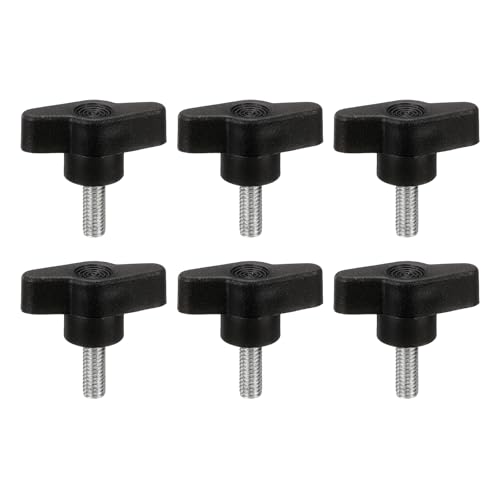 PATIKIL M6 x 16mm Tee Wing Thumb Screws, 6Pcs Carbon Steel Mechanical Handle Bolt Thumb Screws for Remove Replace Hand Clamping Tightening Knobs Power Supply, Black - size: M6 x 16mm