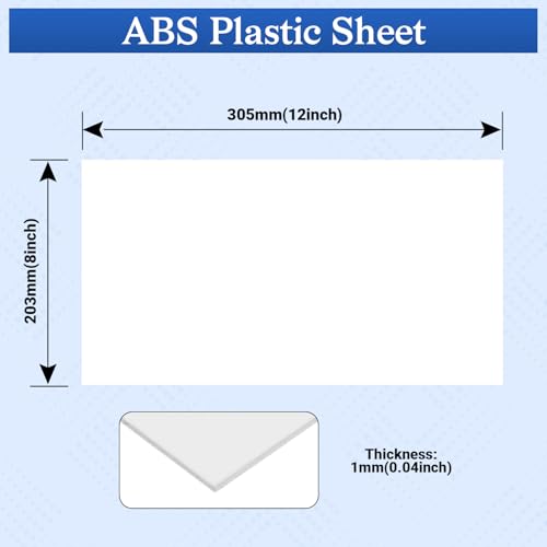 4 Pack White ABS Plastic Sheet, 12" x 8" x 0.04" Thick Hard Thermoplastic Sheet, Moldable Plastic Panel for Crafts, Car Interiors, Home Decor, DIY Projects - color: White, size: 12"x8"x0.04"