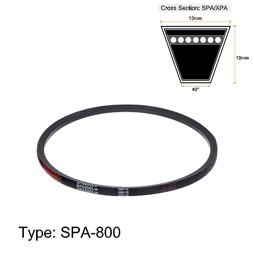 HARFINGTON SPA-800 V-Belts Drive Belt 800mm Pitch Girth 13mm Width 10mm Height Rubber for Power Transmission - size: 800mm