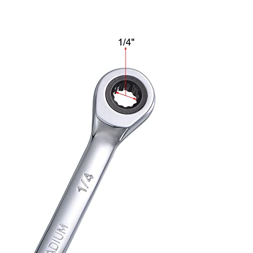 uxcell 1/4 Inch Ratcheting Combination Wrench SAE 72 Teeth 12 Point - size: 1/4"