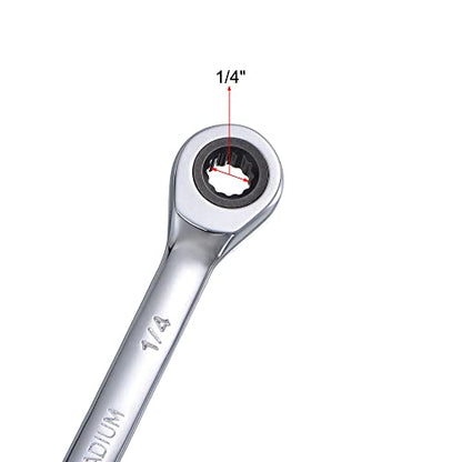 uxcell 1/4 Inch Ratcheting Combination Wrench SAE 72 Teeth 12 Point - size: 1/4"