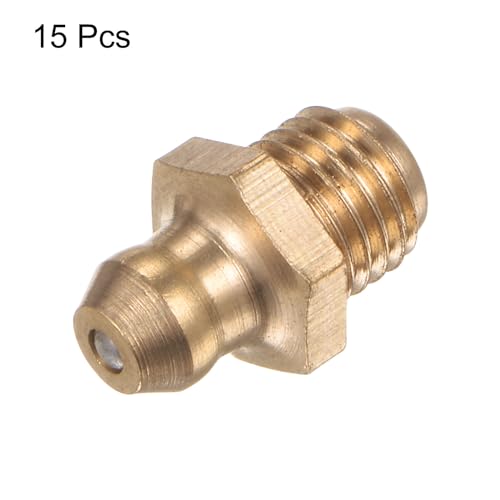 HARFINGTON 15pcs Brass Straight Grease Fitting M8x1mm Metric Thread Hydraulic Grease Nipple Accessories for Car - size: M8x1