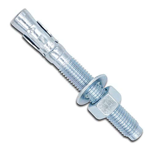 1/2 Concrete Anchors, Zinc-Plated Steel Wedge Anchors, 4 Pack - size: 1/2" x 3-3/4"