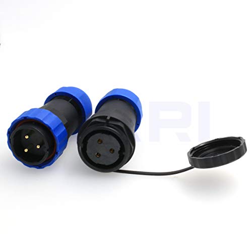 HE29 28mm 3pin Plastic Threaded Cable Connector in-line Waterproof Circular Aviation Connector IP68 (3 pin) - size: 3 pin