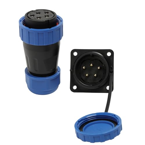 TY28 5 Pin 25A Waterproof Female Male Connector, Cable Plug Socket Easy Screw Crimp Quick-Disconnect for Electrical Power 12 AWG Wire - color: Screw Mount, size: 5 Pin 25A