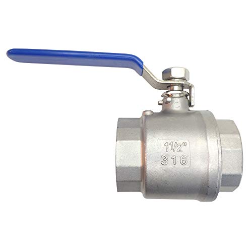 1-1/2" Female Ball Valve NPT Thread 316 Stainless Steel Full Port Ball Valve WOG1000 US Stock - size: 1-1/2 inch