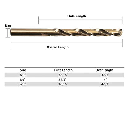 GMTOOLS 5/16 inch Cobalt Drill Bits, M35 HSS, 135 Degree Tip, Jobber Length Twist Drill Bit Set for Hard Metal, Stainless Steel, Cast Iron, Wood and Plastic, with Storage Case, Pack of 10 - style: M35-5/16-10pcs