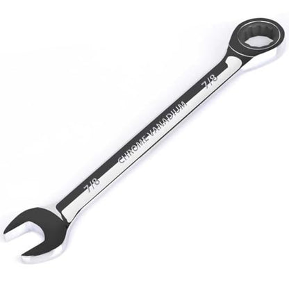 Egofine 7/8 inch Ratcheting Combination Wrench SAE, Industrial Grade Gear Spanner with 12-Point Design, 72-Tooth Ratchet, Chrome Vanadium Steel - size: 7/8"