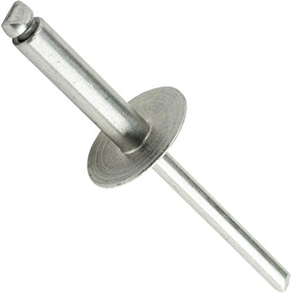 Fastenere Large Flange Pop Rivets - 3/16" x 1/2" (25 Pack) Heavy Duty, Stainless Steel Blind Rivets, Open End 6-8 Grip Range .376" - .500", Corrosion Resistant, High Tensile & Shear Strength - size: 3/16" x 1/2" (6-8) (25 Pack)