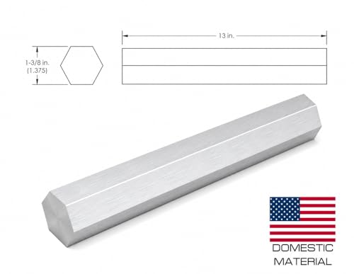 6061 Hex USA Aluminum Solid Bar - Extruded Lathe Stock, 13" Length, US Material (1 3/8") - size: 1 3/8"