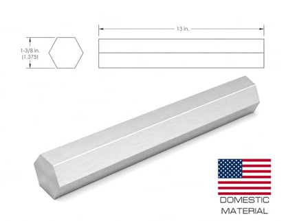 6061 Hex USA Aluminum Solid Bar - Extruded Lathe Stock, 13" Length, US Material (1 3/8") - size: 1 3/8"