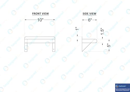 AmGood Narrow 6 in. Deep x 10 in. Wide Stainless Steel Wall Mount Shelf with Backsplash - Bathroom, Restroom & Spice Storage | NSF 18-Gauge 430, Holds 120 lbs | Bullnose Edge, Brackets Included - size: 6 in. x 10 in.