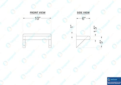 AmGood Narrow 6 in. Deep x 10 in. Wide Stainless Steel Wall Mount Shelf with Backsplash - Bathroom, Restroom & Spice Storage | NSF 18-Gauge 430, Holds 120 lbs | Bullnose Edge, Brackets Included - size: 6 in. x 10 in.