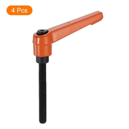 uxcell Clamping Lever Handles for Lathe, M6x50mm Male Thread Orange 4Pcs - size: M6x50mm